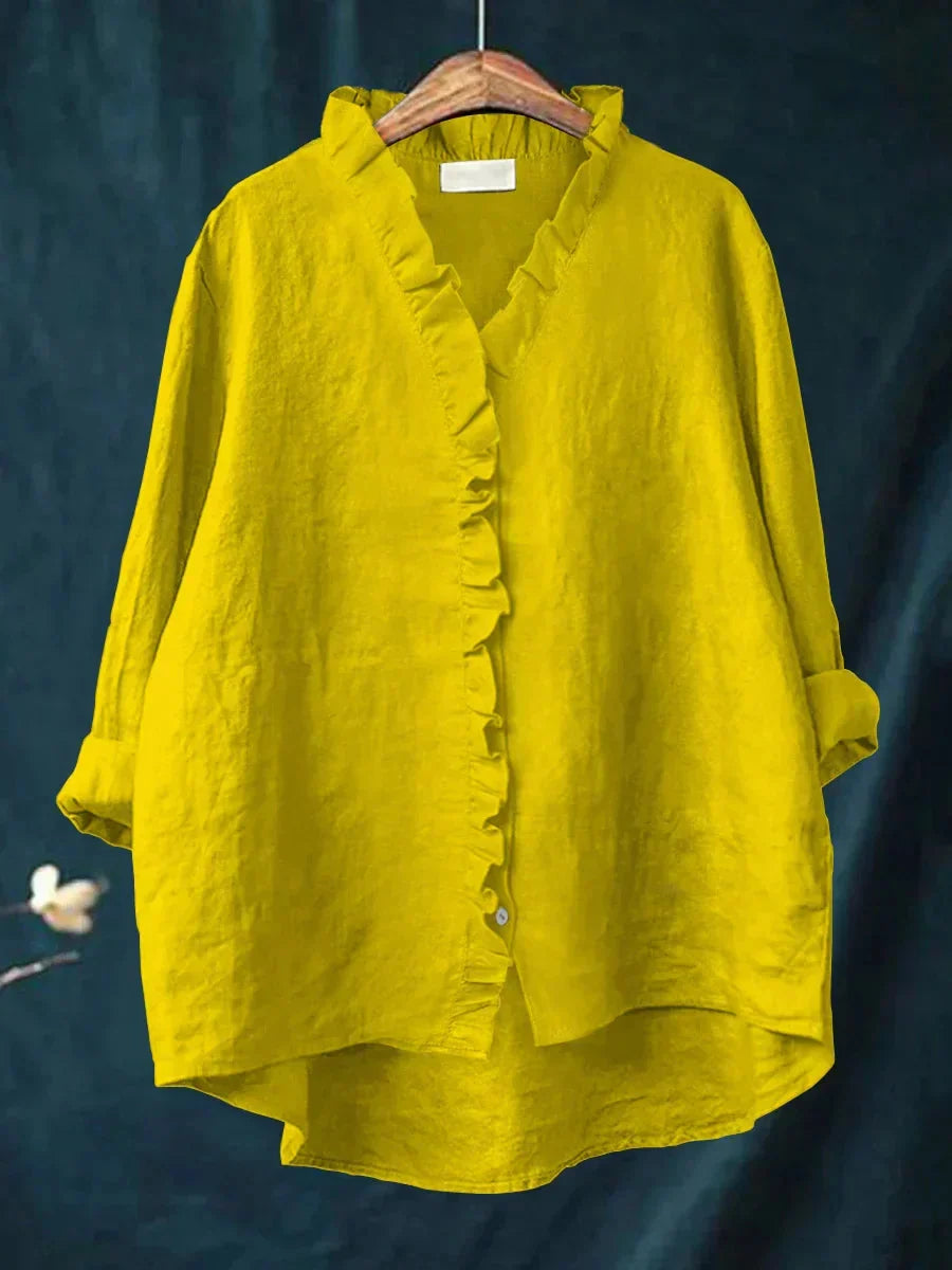 Eliza | Casual Blouse – Relaxed Ruffle V-Neck Style for Women