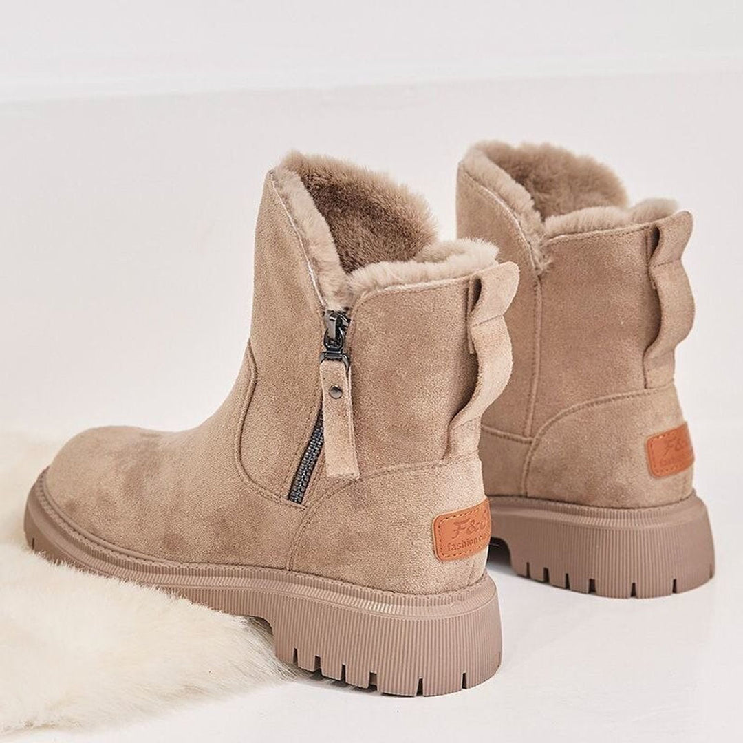 Leah | Chic Fleece-Lined Suede Winter Ankle Boots