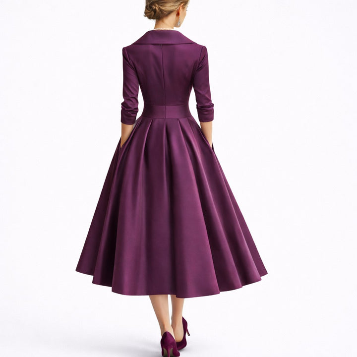 Maisie | Elegantes Design, strukturiertes A-Linien-Midikleid für Herbsthochzeiten