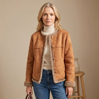 Naomi | Chic Cropped Faux Suede Shearling Jacket