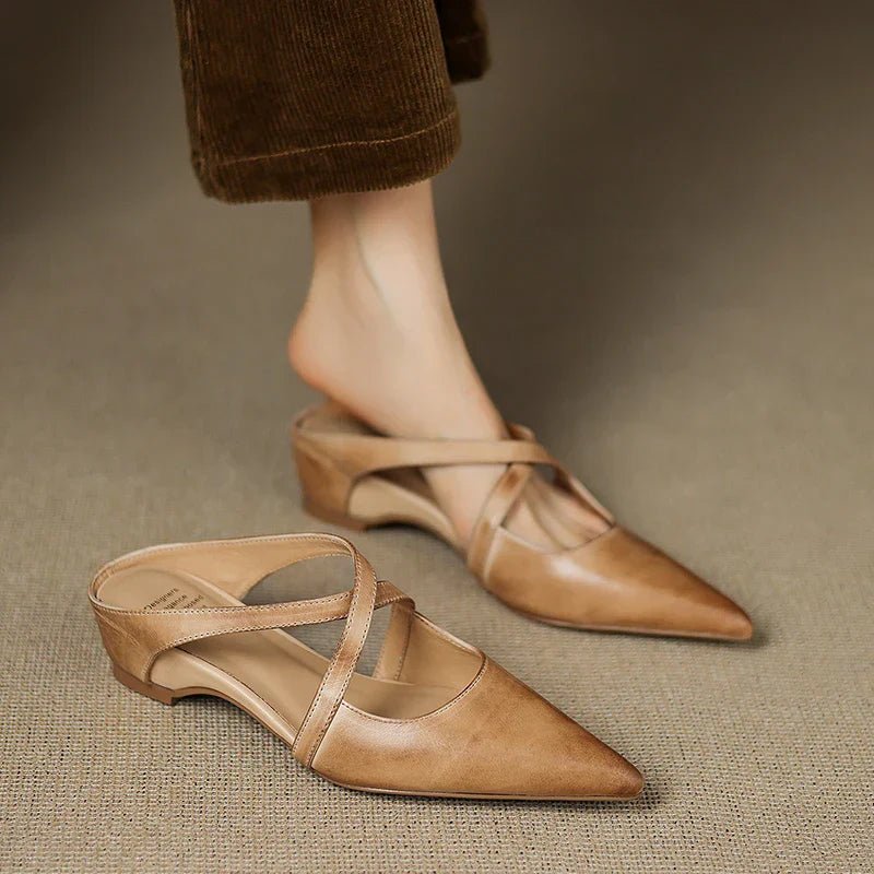 Harper | Mules in pelle – Eleganti con cinturini incrociati e tacco basso da donna