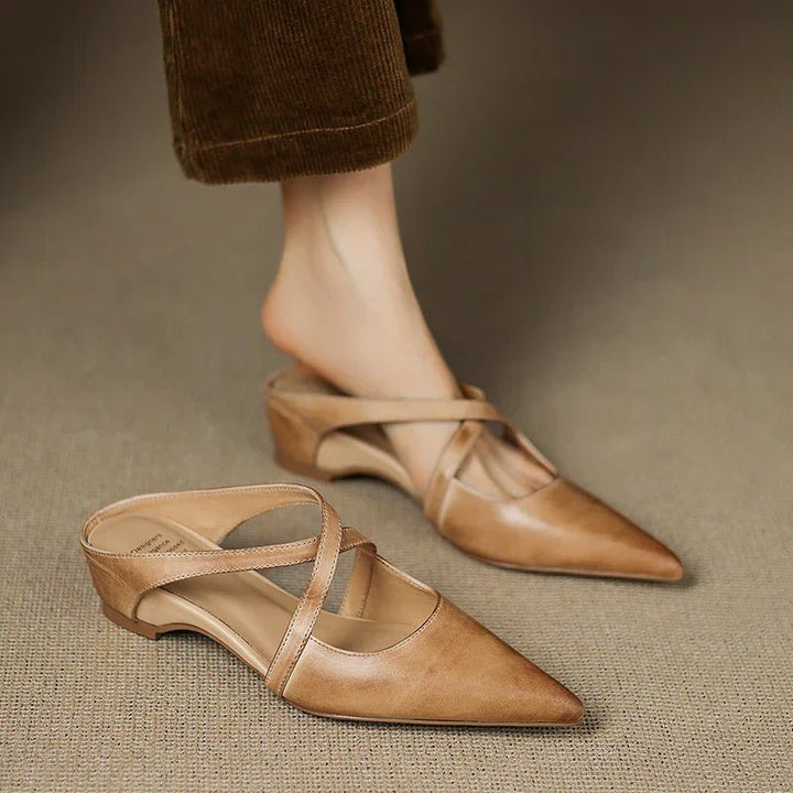 Harper | Mules in pelle – Eleganti con cinturini incrociati e tacco basso da donna