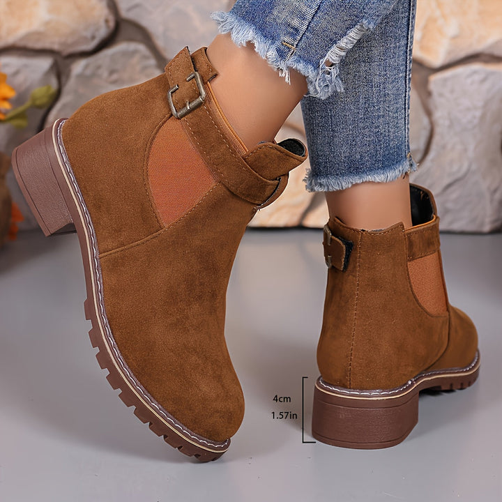 Matilde | Buckle-Strap Suede Chelsea Ankle Boots