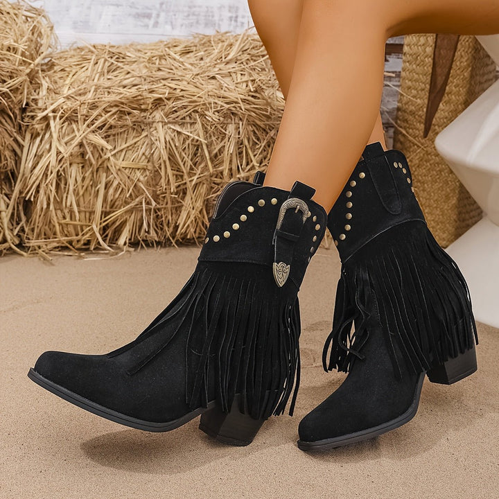 Elizabeth | Stylish And Studded Fringe Cowboy Boots