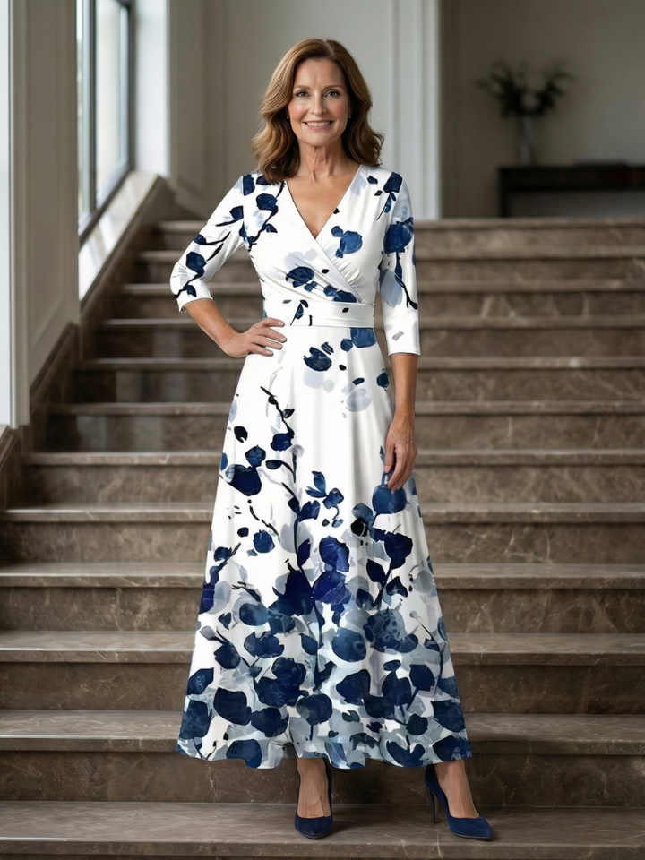 Celine | Midi Dress – Floral Cross Wrap Style for Women