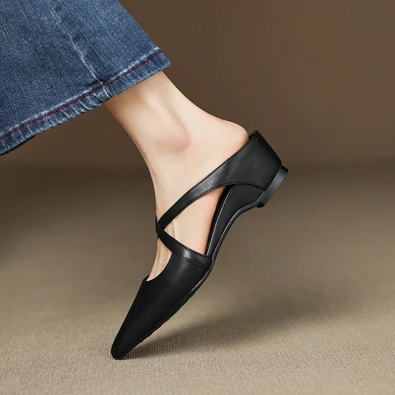 Harper | Mules in pelle – Eleganti con cinturini incrociati e tacco basso da donna