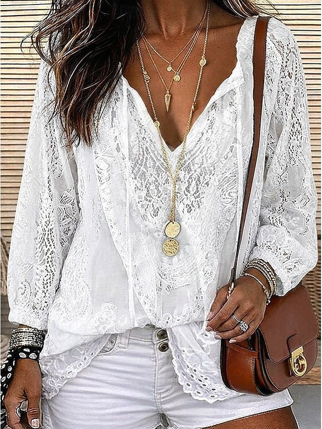 Estelle | Boho Blouse with Lace Detailing for Women