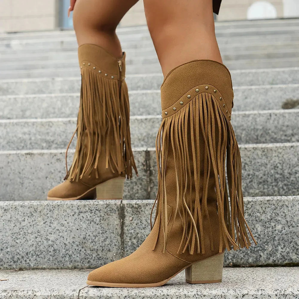 Cynthia | Stylish And Comfortable Fringe Cowboy Boots