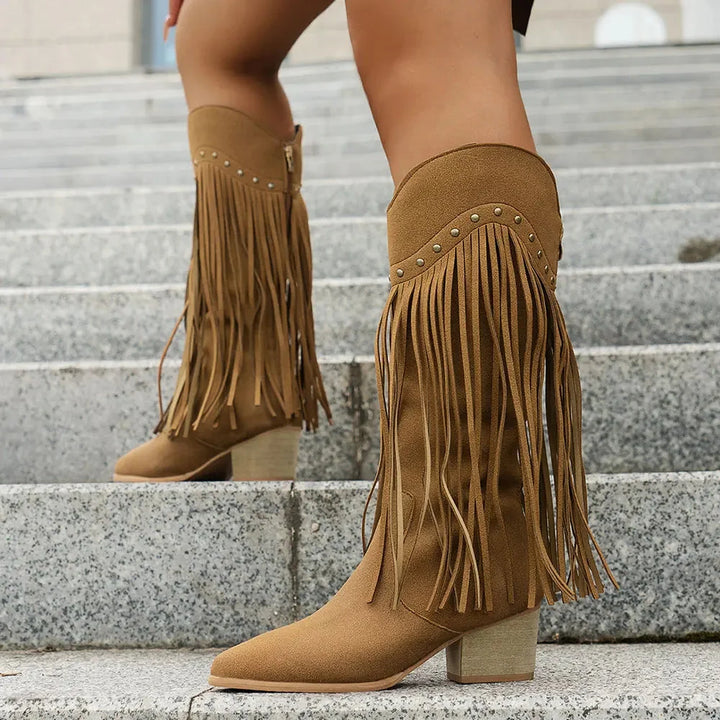 Cynthia | Stylish And Comfortable Fringe Cowboy Boots