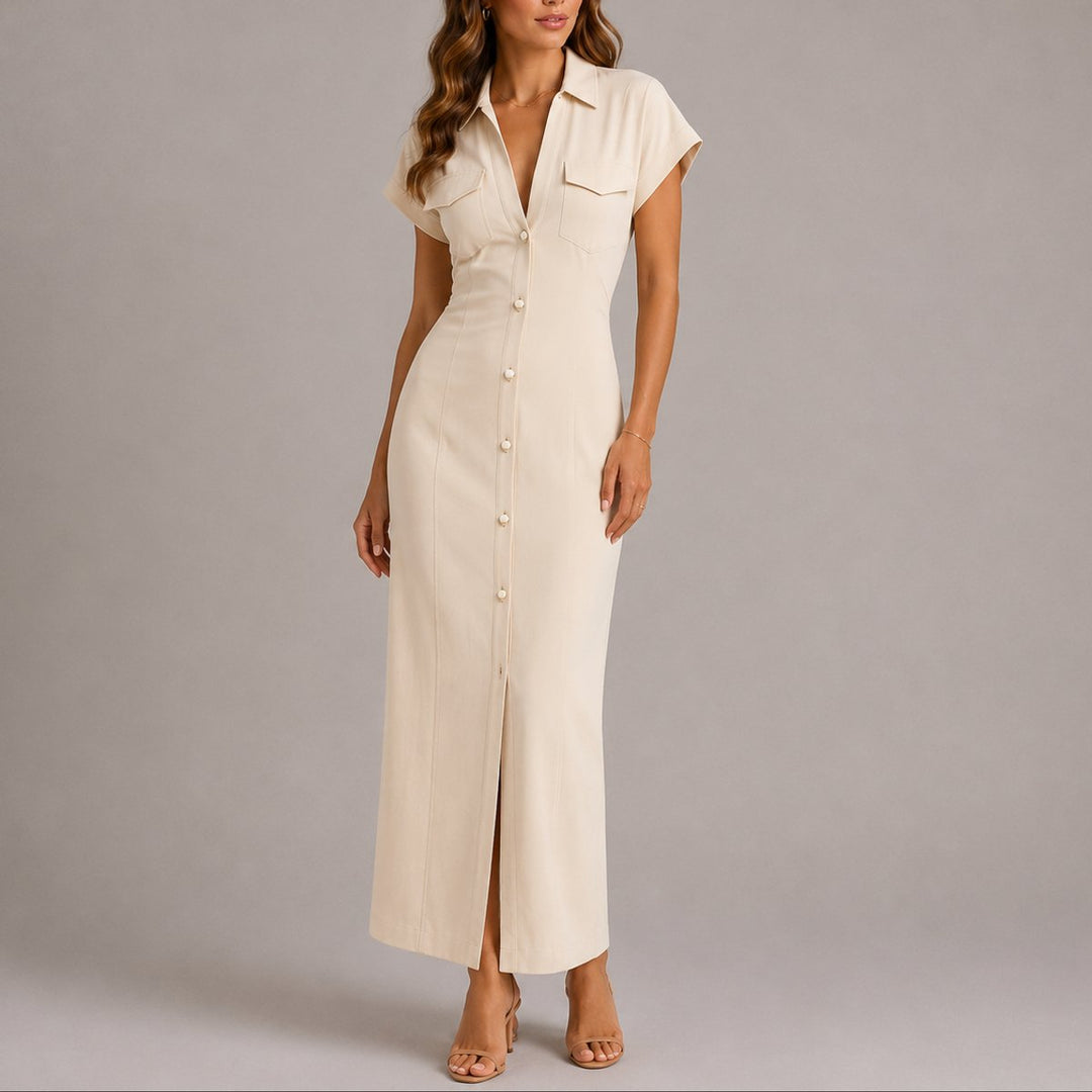 Harper | Modern Fall Wedding Maxi Shirt Dress