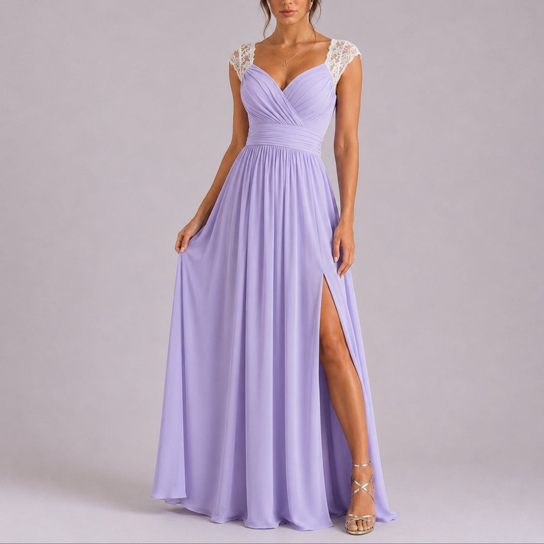 Ava | Lightweight Fall Wedding Lace Wrap Maxi Dress