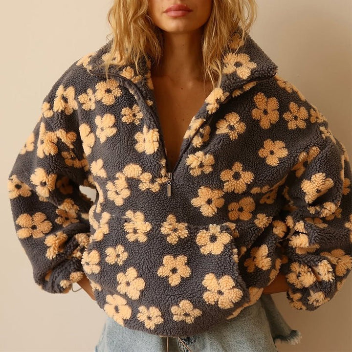 Lily | Cozy Oversized Floral Teddy Fleece Sweater