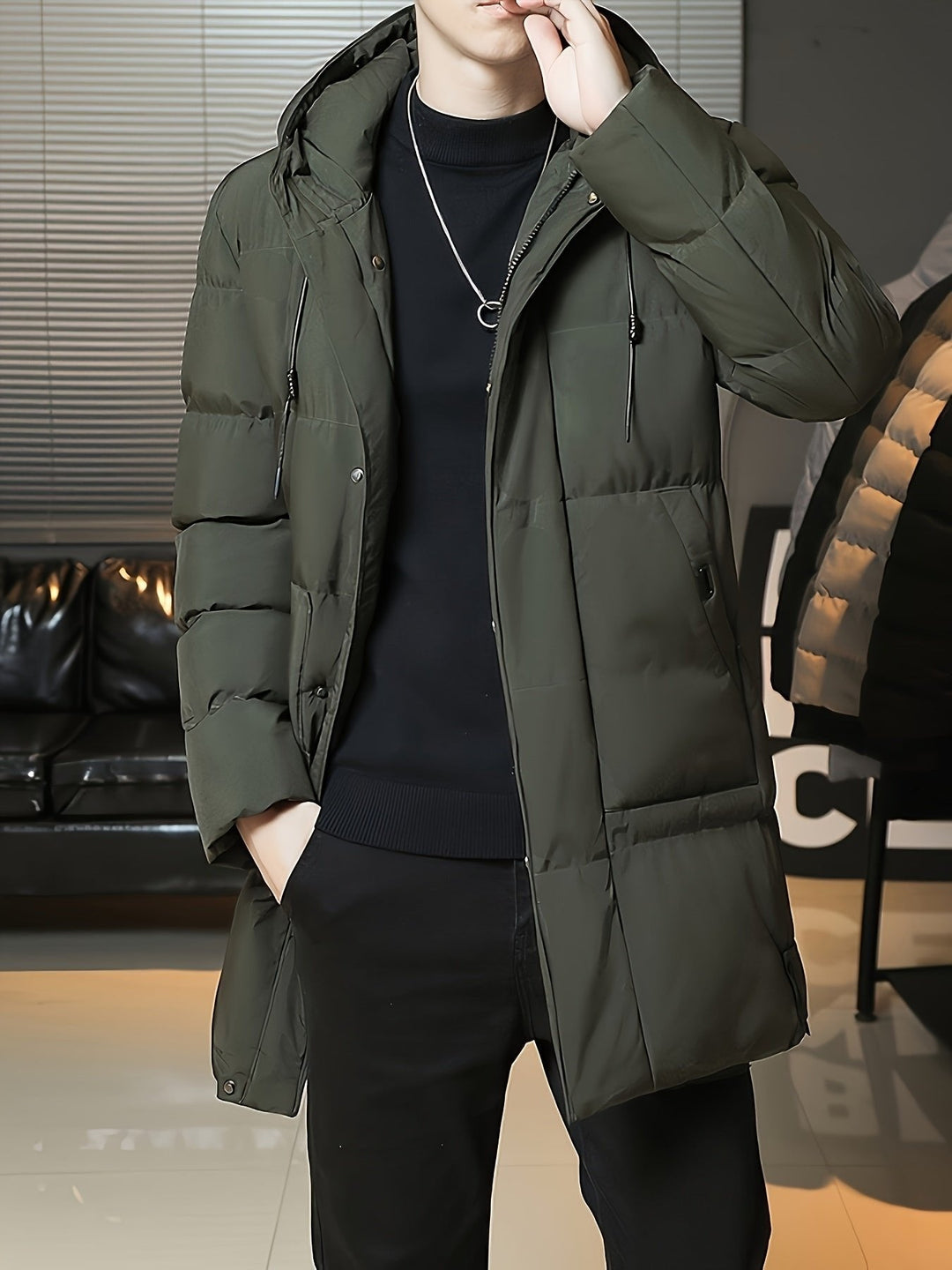 Donovan | Longline Puffer Coat – Stylish Hooded Design for Men