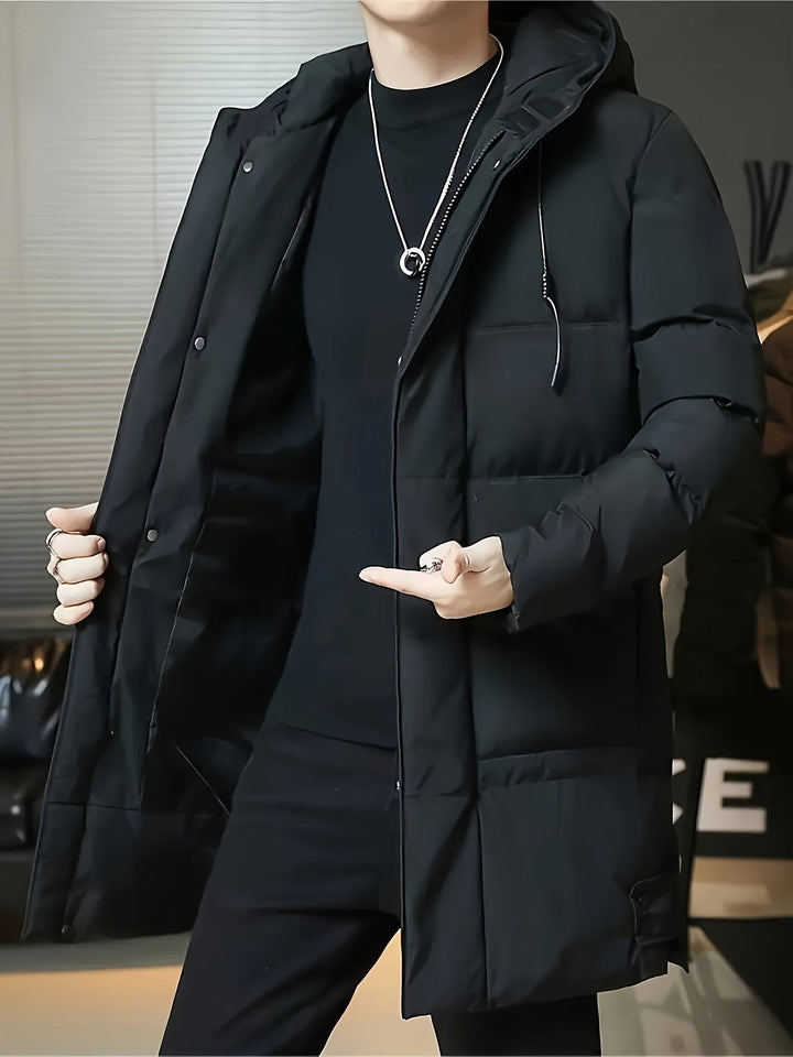 Donovan | Longline Puffer Coat – Stylish Hooded Design for Men
