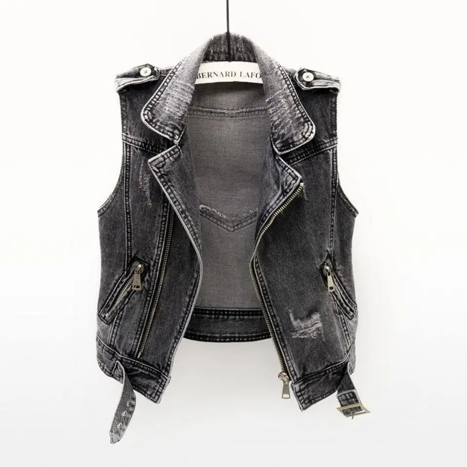Jack | Edgy And Stylish Distressed Denim Moto Vest