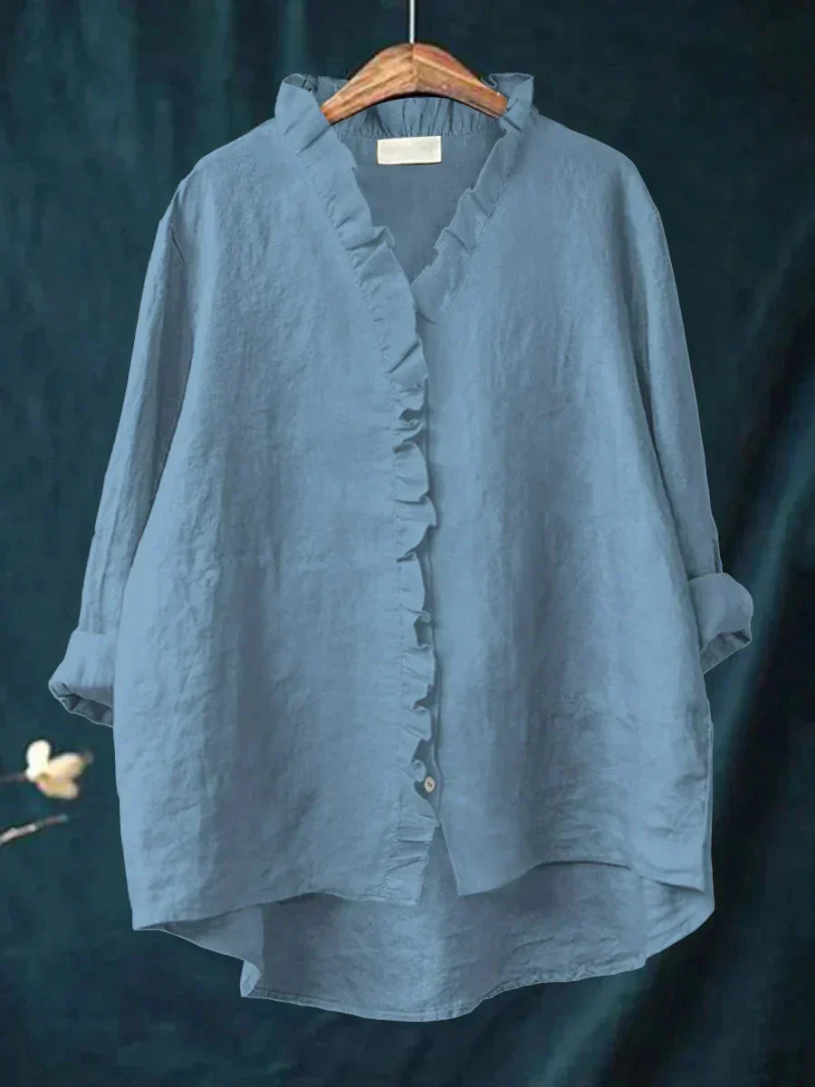 Eliza | Casual Blouse – Relaxed Ruffle V-Neck Style for Women