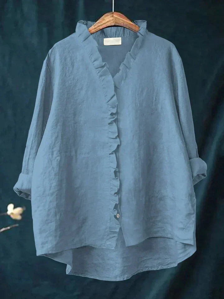 Eliza | Casual Blouse – Relaxed Ruffle V-Neck Style for Women