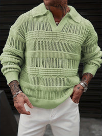 Benjamin | Moderner Strickpullover mit Lochmuster und Kragen