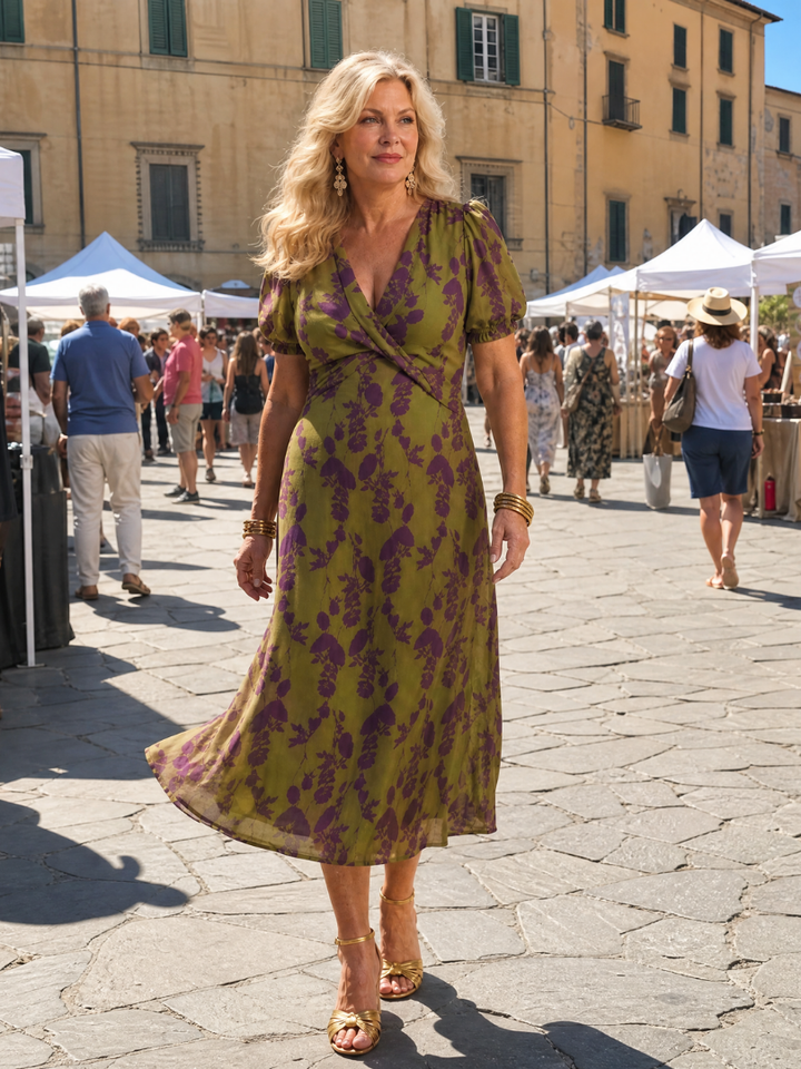 Virel | Floral Midi Dress – Wrap Style for Everyday Wear