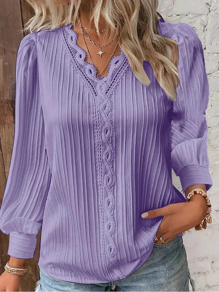 Naomi | Lace-Trimmed Blouse – Timeless Elegance for Women
