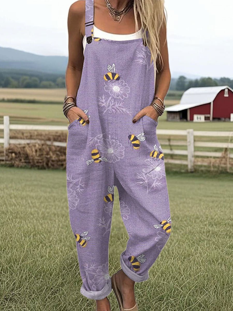 Iris | Verspielter Jumpsuit mit Bienen- und Blumenmuster