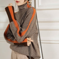 Lauren | Maglione lavorato a collo alto oversize con motivo pied-de-poule