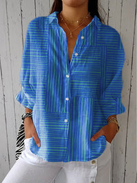 Florence | Modern Geometric Striped Button-Down Blouse