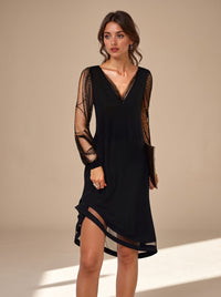 Giselle | Elegantes Pailletten-Partykleid mit Ärmeln und V-Ausschnitt