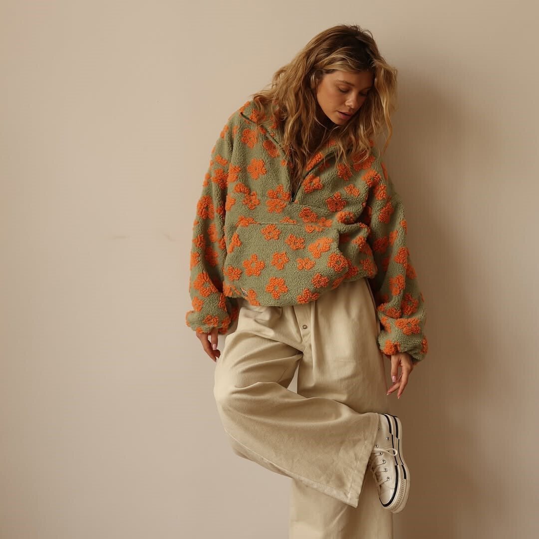 Lily | Cozy Oversized Floral Teddy Fleece Sweater