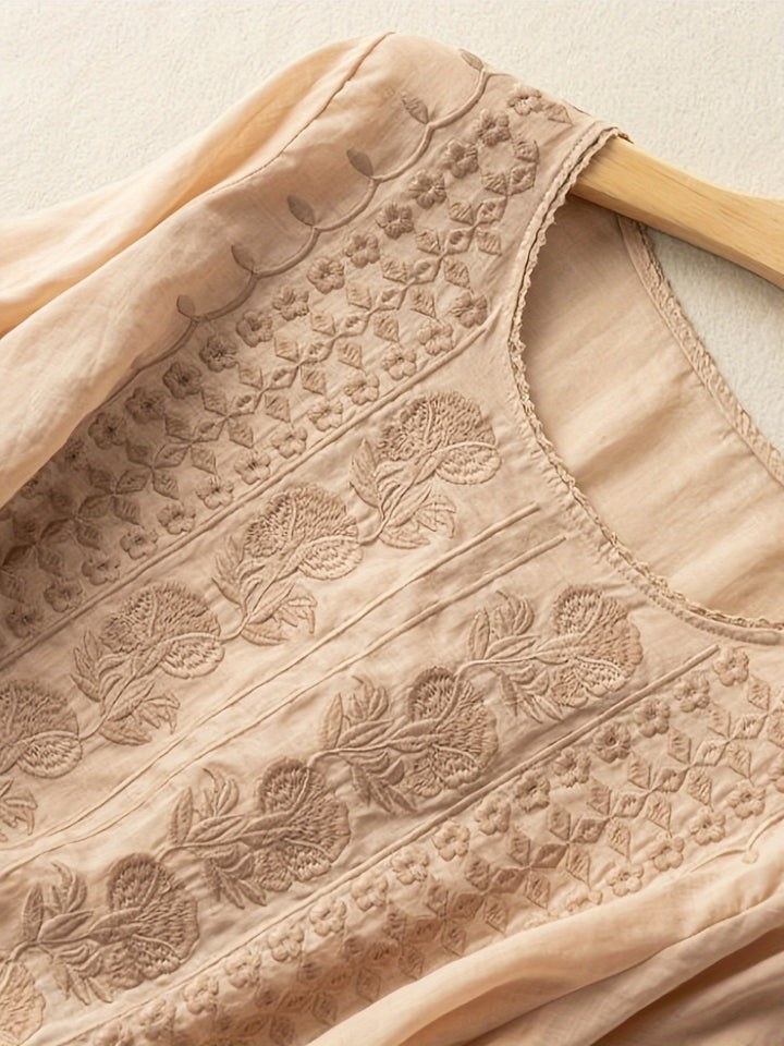 Sienna | Embroidered Scoop-Neck Blouse for Women