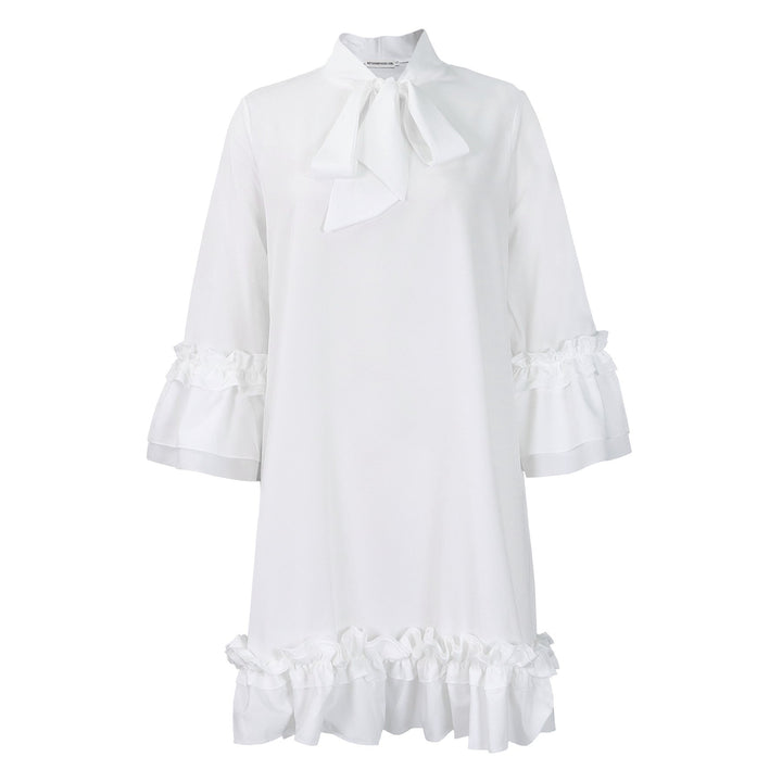 Julia | Elegant Ruffle Bow Collar Tunic Dress