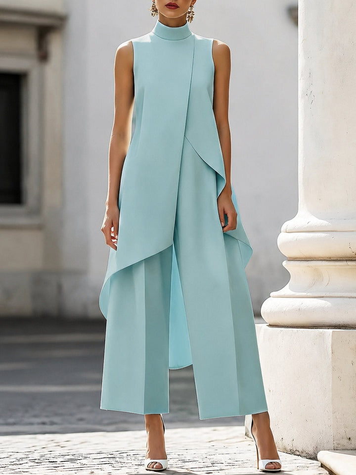 Annika | Asymmetrical High Neck Sleeveless Two-Piece Set