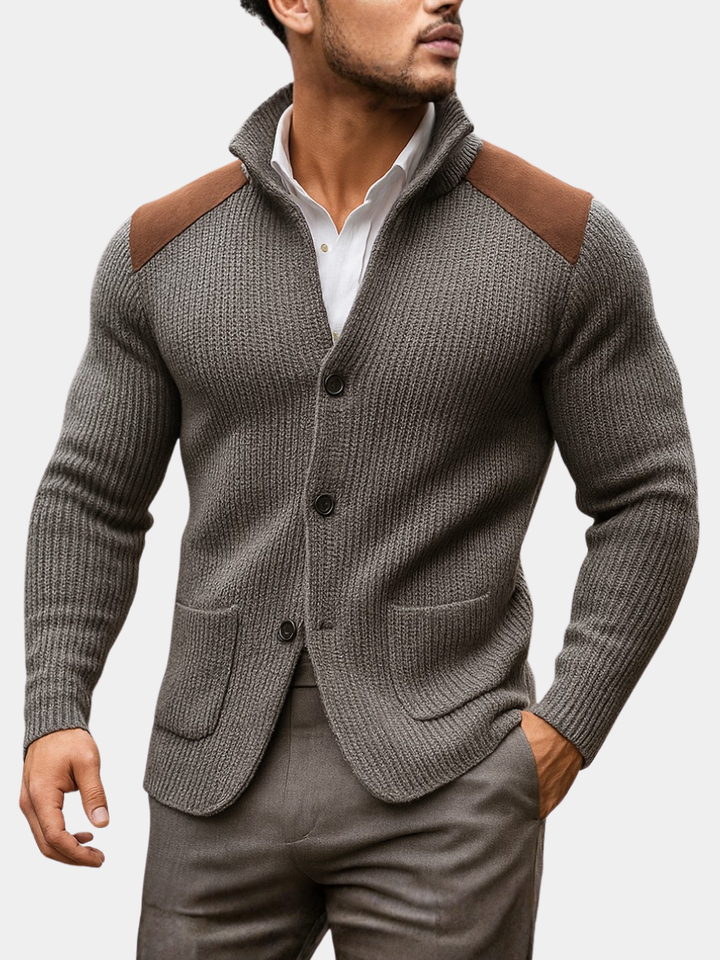 Lucas | Strukturierter Strickblazer mit raffinierten Details in Velourslederoptik
