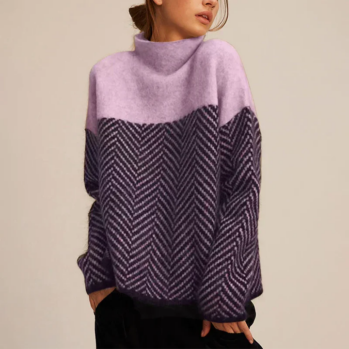 Elena | Chevron Turtleneck Sweater With Sophisticated Knit Texture