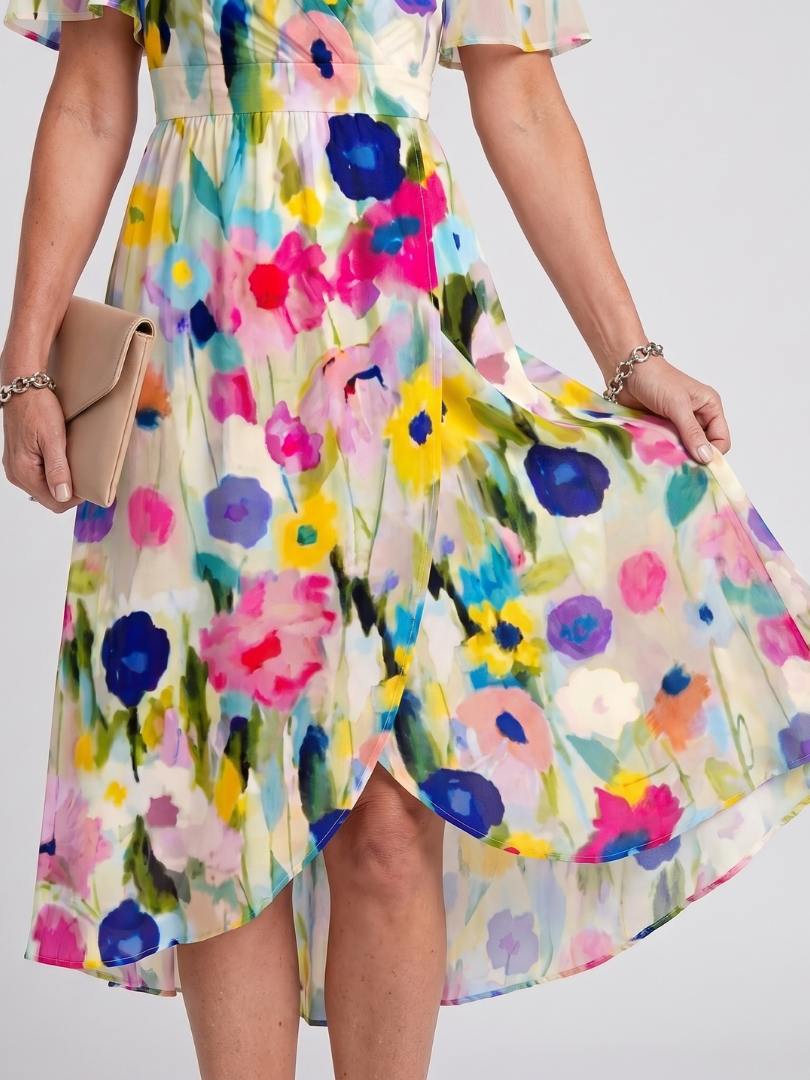 Mirabel | Midi Dress – Flutter Sleeve Floral Print for Women