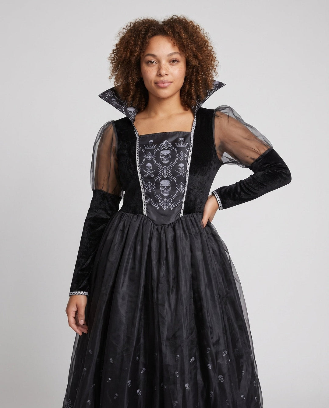 Drune | Elegant Halloween Dress – Unique Skull Pattern for Women