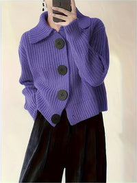 Florence | Textured Ribbed Knit Sweater with a Refined Collar