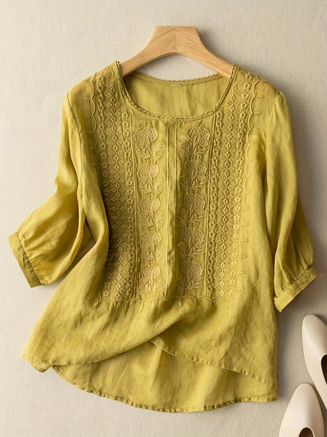 Sienna | Embroidered Scoop-Neck Blouse for Women