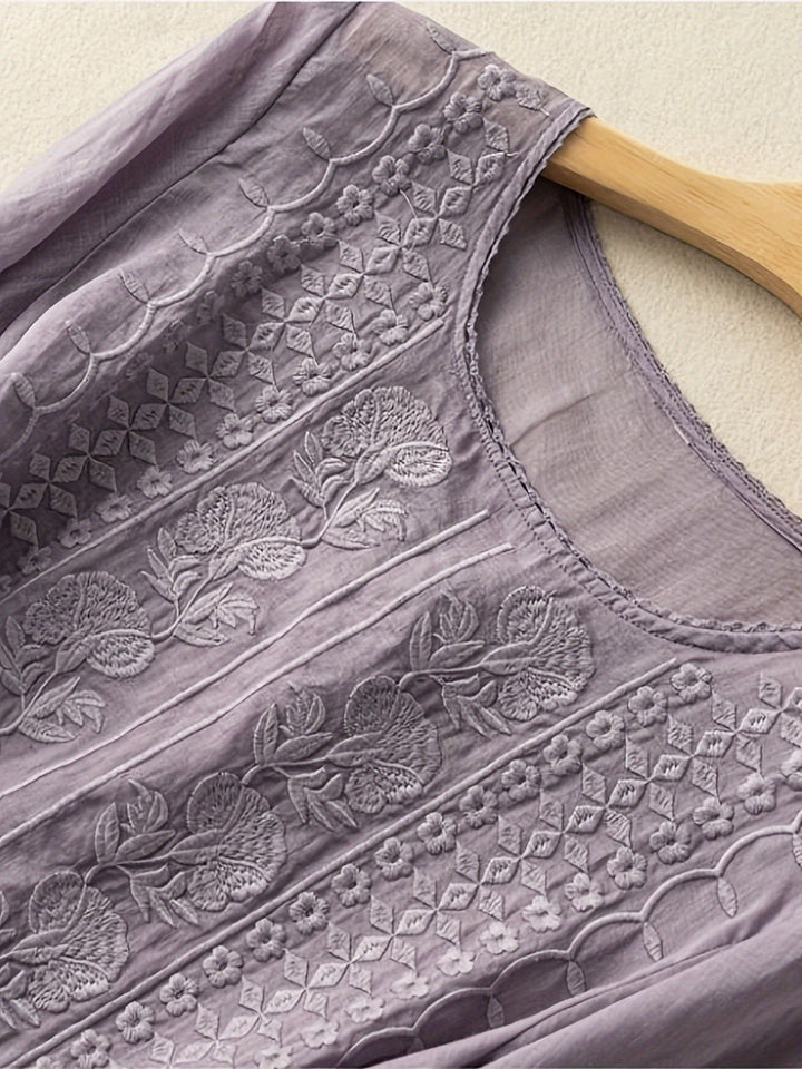 Sienna | Embroidered Scoop-Neck Blouse for Women