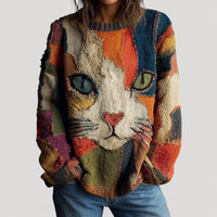 Alice | Playful Cat Print Knitted Sweater