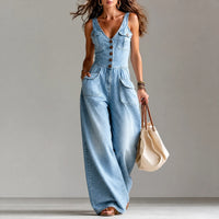 Audrey | Tuta in denim a gamba larga, elegante e comoda