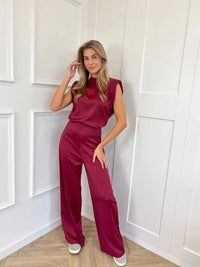 Avery | Eleganter Satin-Jumpsuit mit weitem Bein