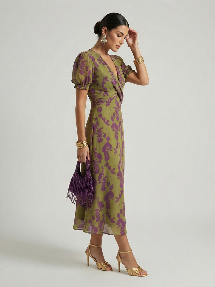 Virel | Floral Midi Dress – Wrap Style for Everyday Wear