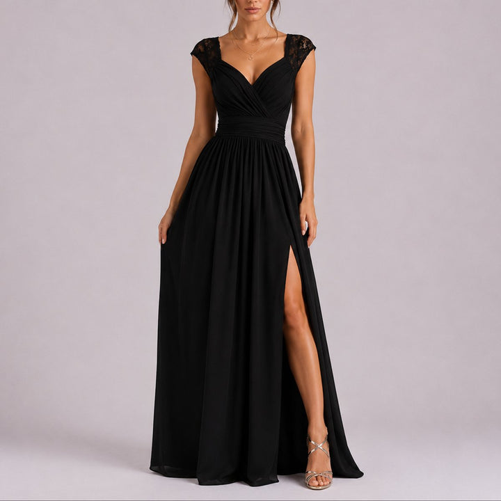 Ava | Lightweight Fall Wedding Lace Wrap Maxi Dress