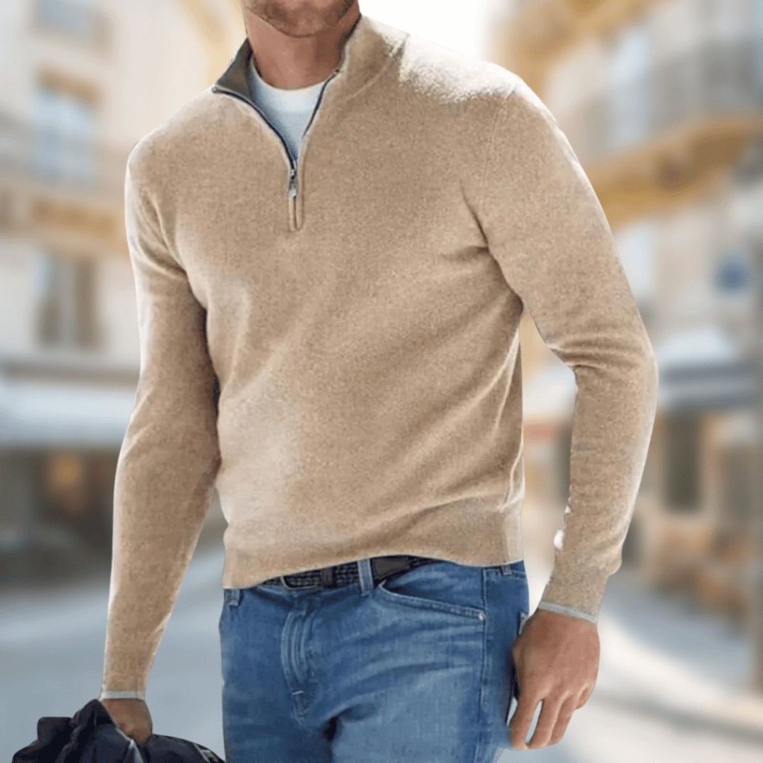 Felix | Knitted Sweater with Quarter-Zip Design for Men