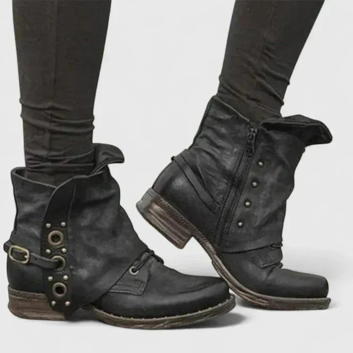 Aria | Stilvolle Distressed-Lederstiefeletten