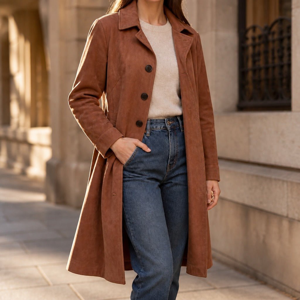 Draperie | Suede Trench Coat – Soft Unstructured Style