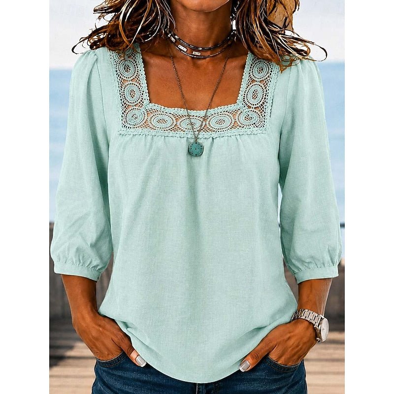 Fern | Lace-Trimmed Blouse for Women with Square Neckline