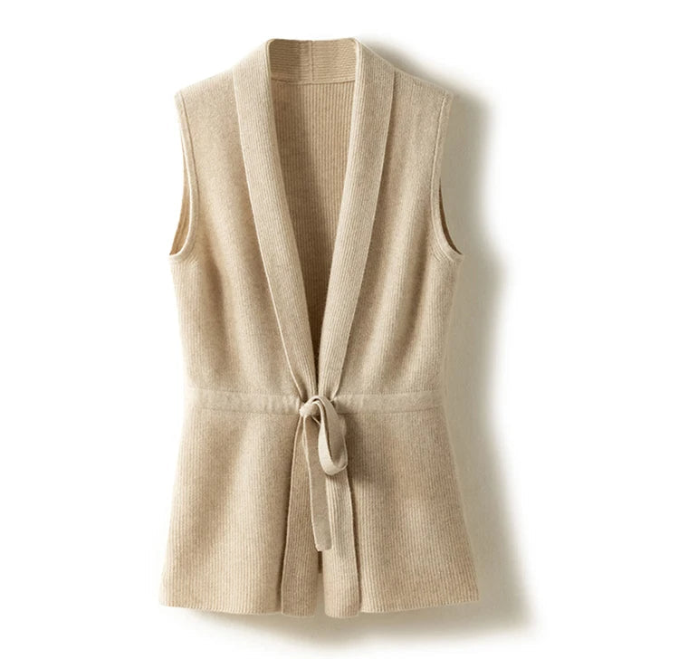 Charlotte | Luxurious And Refined Merino Wool Belted Vest