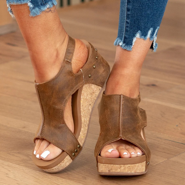 Isla | Sandali ortopedici a cuneo con morbido comfort in suede